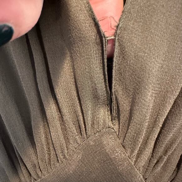 Morgane Le Fay Dark Green Silk Boho Steampunk Fairy Goddess Tiered Maxi Dress S - Picture 9 of 13